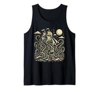 Vintage Kraken Attacking Pirate Ship Nautical Sea Monster Tank Top