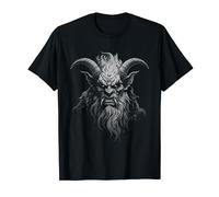 Vintage Krampus Creepy Christmas Black and White Graphic T-Shirt