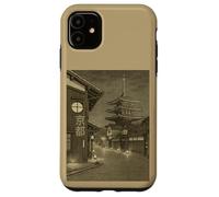 Vintage Kyoto Pagoda Night Street Scene Japanese Sepia Case for iPhone 11