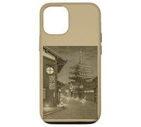 Vintage Kyoto Pagoda Night Street Scene Japanese Sepia Case for iPhone 12/12 Pro