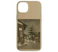 Vintage Kyoto Pagoda Night Street Scene Japanese Sepia Case for iPhone 14 Plus