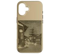 Vintage Kyoto Pagoda Night Street Scene Japanese Sepia Case for iPhone 16