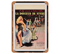 Vintage 'La Dolce Vita' Original Vintage French Movie Poster by Yves Thos, 1960 Tin Signs Wall Decor Metal Signs Metal Tin Sign Wall Decor For Your Room Bar Cafe Club Decoration Unique Wall Decor Wall