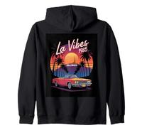 Vintage La Vibes 1985 Hollywood Sunset Car Zip Hoodie