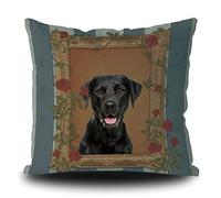 Vintage Labrador Dog Pillowcase with Flowers Photo Frame Throw Pillow Cover for Home Living Room Car Decor Linen 16x16 Inch