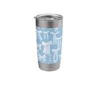 Vintage Lace Bows, White Lace on Cornflower Blue Stainless Steel Insulated Tumbler