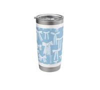 Vintage Lace Bows, White Lace on Cornflower Blue Stainless Steel Insulated Tumbler