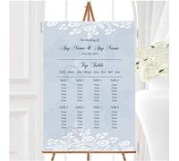 Vintage Lace Pale Blue Chic Personalised Wedding Seating Table Plan