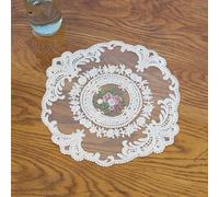 Vintage Lace Placemat Embroidered Table Mat For French Rustic Rose Pattern With Delicate Stitching For Elegant Home Decor And Dining(Khaki)