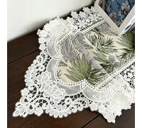 Vintage Lace Table Runner, Retro Botanical Jacquard Table Runner, Luxury Farmhouse Long Cabinet Cover Cloth, for Dining Desk Console Chest(Green,180cm/70.8in)
