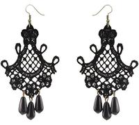 Vintage Lace Tassel Earrings Long Tassel Chain Earrings for Women Dangle Earring,Black Attractive Design