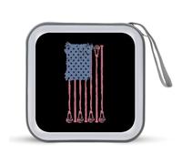 Vintage Lacrosse U.S.A Flag Portable CD Case Holder 48 Capacity Travel DVD Storage Boxs Wallet Bag