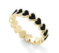 Vintage Ladies Red Love Geometry Jewelry Enamel Rings ExquisPendant Rings Trying on Rings (Black, 7)