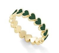 Vintage Ladies Red Love Geometry Jewelry Enamel Rings ExquisPendant Rings Trying on Rings (Green, 8)