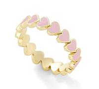 Vintage Ladies Red Love Geometry Jewelry Enamel Rings ExquisPendant Rings Trying on Rings (Pink, 7)
