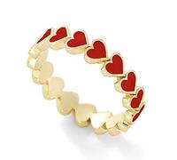 Vintage Ladies Red Love Geometry Jewelry Enamel Rings ExquisPendant Rings Trying on Rings (Red, 8)
