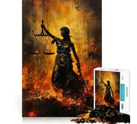 Vintage Lady Justice Oil Jigsaw 1000 Pieces Focus Building Toy Zero Gap Rewarding Activity for Rainy Days (50x75cm)