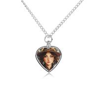 Vintage Lady Locket Urn Necklace Cremation Jewelry | Pet Cremation Necklaces For Ashes,Heart Pendant Memorial Jewelry
