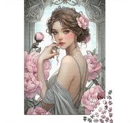 Vintage Lady with Roses 1000 Piece Extra-thick Cardboard Jigsaw Puzzle Family Lovers Brain Training Wall Decoration Value Pack 70x50cm/1000pcs