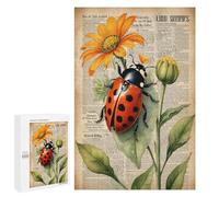 Vintage Ladybugs and Daisy Decor 1000 Piece Puzzle - Charming Ladybug Art, Relaxing Puzzle for Nature Lovers, Perfect for Gifting, Finished Size 30 x 20 Inches