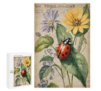 Vintage Ladybugs with Daisy Decor 1000 Piece Puzzle - Charming Ladybug Art, Fun Puzzle for Nature Lovers, Ideal for Family Fun, Finished Size 30 x 20 Inches