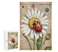 Vintage Ladybugs with Daisy Decor 1000 Piece Puzzle - Charming Ladybug Art, Perfect Puzzle for Nature Lovers, Great for Relaxation, Finished Size 30 x 20 Inches
