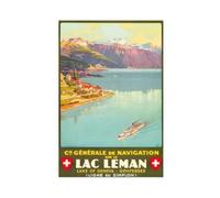 Vintage Lake Geneva Travel Poster Canvas Poster Wall Art Decor Print Picture Paintings for Living Room Bedroom Decoration 20x30inch(50x75cm)