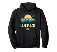 Vintage Lake Placid New York Souvenir Hiking Sunset Pullover Hoodie