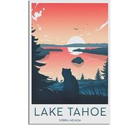 Vintage Lake Tahoe Evening Travel Poster Retro Wall Art Canvas Poster Art Print Home Decor Room Decor Unframed 40x60cm