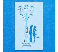 Vintage Lamp Post People Love Paris Stencil: Life Airbrush Wall Art Crafts -A4 Stencil - Design Size (257 x 131 mm)