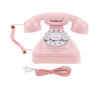 Vintage Landline Phone Decorative Model with Wired Connection Pink | Retro Telephones Ornament, Simple Setup for Office or Aesthetic Spaces, Plastic Vintage Style