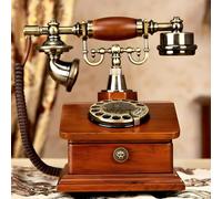 Vintage Landline Telephone, Retro Design with Solid Wood Handles and High Resilience Fabric Cord, Perfect for Home, Office, and Art Gallery Use