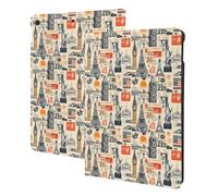 Vintage Landmark Collage Print Compatible with ipad 9th/8th/7th Generation Case Cover, Tablet Cases Compatible with ipad Case 10.2 Inch, Auto Wake/Sleep, Folio Stand