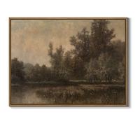 Vintage Landscape Art Prints Forest Lake Scenery Wall Art Moody Swamp Pictures Wall Decor Nature Wilderness Illustrations Fine Art Decor Framed for Living Room Bedroom Farmhouse Office - 12x16 Inch