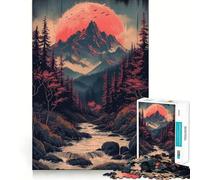 Vintage Landscape Asian Jigsaw 1000 Pieces Focus Building Toy Zero Gap Rewarding Activity for Rainy Days (38x52cm)