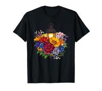 Vintage Lantern Surrounded by Colorful Spring Flowers T-Shirt