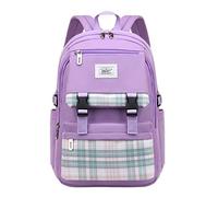 Vintage Laptop Backpack for Womens,Check Pattern Slim School Bags With Multifunction for College Students Bookbag(Purple)