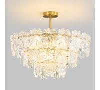 Vintage Large 3-Tier Crystal Hanging Lamp French Nordic Modern Ceiling Pendant Light Fixture Antique d Foyer Chandelier For Bedroom Living Room Dining Room Far