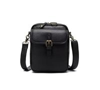 Vintage Large-Capacity Crossbody Bag Double-Layer Design Shoulder Bag Leather Handbag Built-In Small Wallet Multifunctional Bag (black)