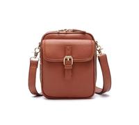 Vintage Large-Capacity Crossbody Bag Double-Layer Design Shoulder Bag Leather Handbag Built-In Small Wallet Multifunctional Bag (A)