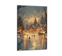 Vintage Large Countryside Scenery SkatingPosters Are Suitable for All Occasions Wall Room Decoration Aesthetics, Wall Art for Home DecorationFrame-style 24x36inch(60x90cm)
