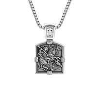 Vintage Large Dragon Slayer St George Pendant For Men Cross Biker Necklace Talisman Jewelry Gift