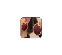 Vintage Large Gold Chunky Oval Black Resin Stud Earrings for Women, Retro Trendy Big Green Turquoise Earring Minimalist Party Jewelry Gift Accessories
