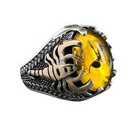 Vintage Large Oval Natural Stone Rings Mens Vintage Inlaid Yellow Red Zircon Ant Rings Womens Wedding Rings Pointer Finger Ring (Dark Gray, 13)