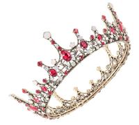 Vintage Large Round Wedding Crown Bridal Tiara Baroque Headpiece Alloy Diamond Birthday Cake Baking Tiara Headband, M, Silver, Moissanite