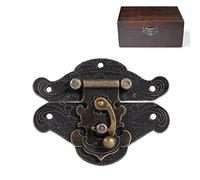 Vintage Latch Hasp Clasp Lock, Antique Bronze Embossing Cabinet Hardware for Wooden Jewelry Boxes Storage Chests Storage Chests Furniture Doors
