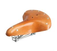 Vintage Leather Bicycle Saddle with Triple Spring Suspension, Ergonomic Cowhide Seat Cushion for Road Mountain Bikes, Retro Style Comfort Cover 26x21.5cm