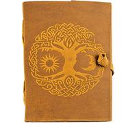 Vintage Leather Bound Sun Moon Celtic Tree Journal for Men Women Grimoire Book of Shadows Artist Sketch Book Christmas Travel Gift Witchcraft Gothic Writing Notebook Diary Old Handmade Blank Paper