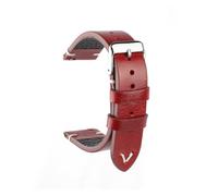 Vintage Leather Brown Handmade Watch Strap 18mm 19mm 20mm 22mm Band Crack Pattern Wristband Belt Quick Release Bar(Red,18mm)