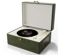 Vintage Leather CD Player - Portable CD Player with Built-in Speakers, Premium Sound Quality, Rechargeable Battery - Retro Bluetooth Music Player for Home, Office & Outdoor, GREEN